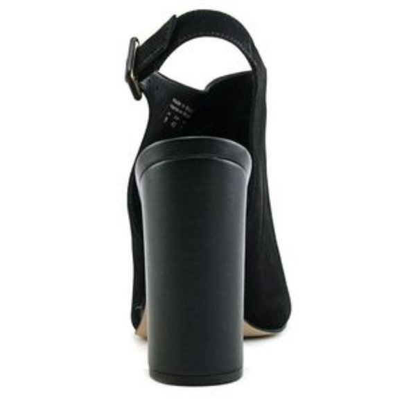 Aldo Black Juliusa Suede Slingback Open Toe Block Heels-Size 6 1/2 - Picture 2 of 13